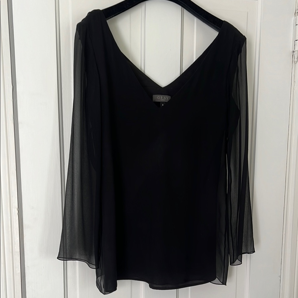 Sophisticated Silk Sheer Sleeve Top